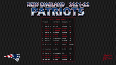 2021-2022 New England Patriots Wallpaper Schedule