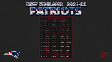 New England Patriots 2021-22 Wallpaper Schedule