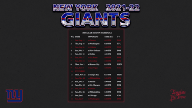 New York Giants 2021-22 Wallpaper Schedule