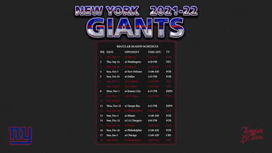 New York Giants 2021-22 Wallpaper Schedule