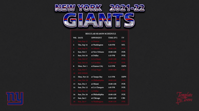 New York Giants 2021-22 Wallpaper Schedule
