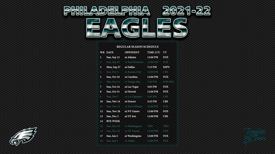 Printable Eagles Schedule 2022 Customize And Print