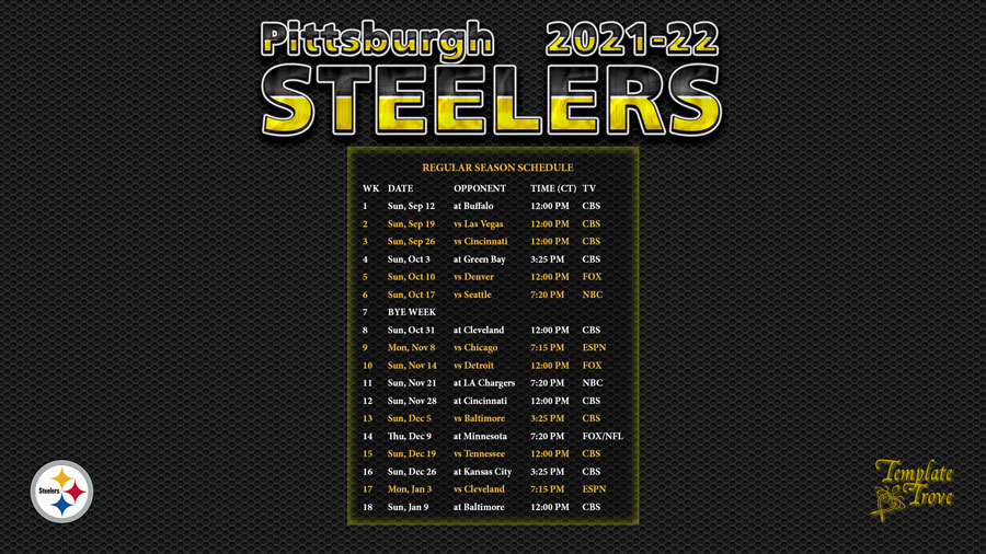 20212022 Pittsburgh Steelers Wallpaper Schedule