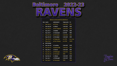 Baltimore Ravens 2022-23 Wallpaper Schedule