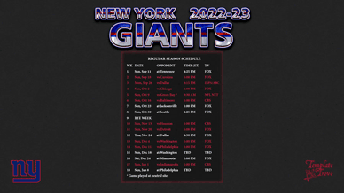 New York Giants 2022-23 Wallpaper Schedule
