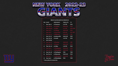 New York Giants 2022-23 Wallpaper Schedule