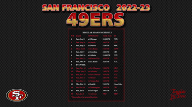 San Francisco 49ers 2022-23 Wallpaper Schedule
