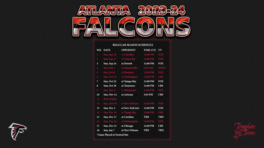 20232024 Atlanta Falcons Wallpaper Schedule