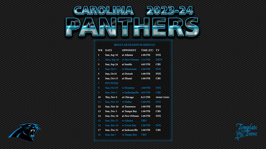 2023-2024 Carolina Panthers Wallpaper Schedule