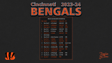 Cincinnati Bengals 2023-24 Wallpaper Schedule