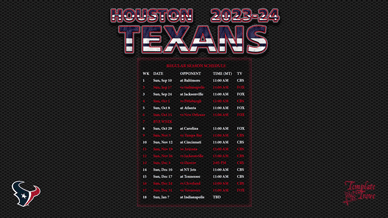 Houston Texans 2023-24 Wallpaper Schedule