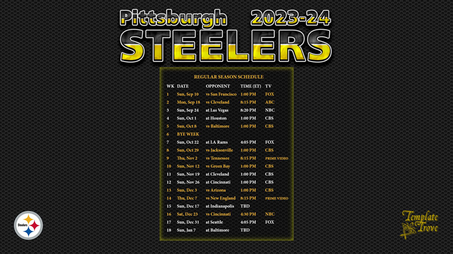 20232024 Pittsburgh Steelers Wallpaper Schedule
