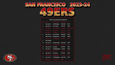 San Francisco 49ers 2023-24 Wallpaper Schedule