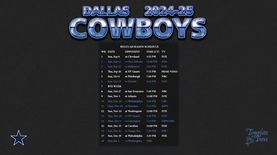 Dallas Cowboys 2024-25 Wallpaper Schedule