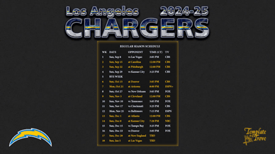 Los Angeles Chargers 2024-25 Wallpaper Schedule