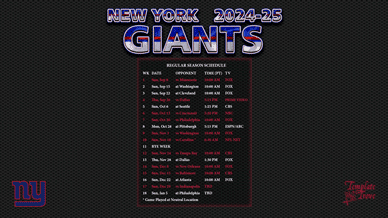 New York Giants 2024-25 Wallpaper Schedule