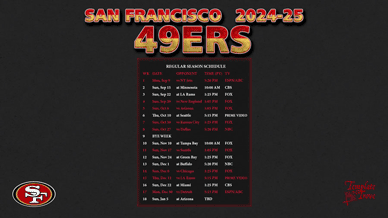 San Francisco 49ers 2024-25 Wallpaper Schedule