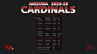 Arizona Cardinals 2025-26 Wallpaper Schedule