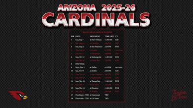 Arizona Cardinals 2025-26 Wallpaper Schedule