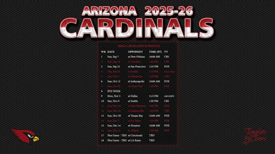 Arizona Cardinals 2025-26 Wallpaper Schedule