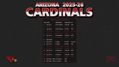 Arizona Cardinals 2025-26 Wallpaper Schedule