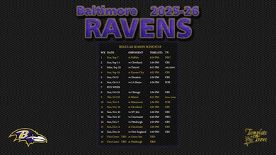 Baltimore Ravens 2025-26 Wallpaper Schedule