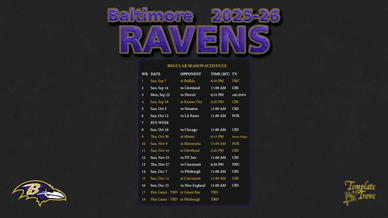 Baltimore Ravens 2025-26 Wallpaper Schedule