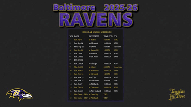Baltimore Ravens 2025-26 Wallpaper Schedule