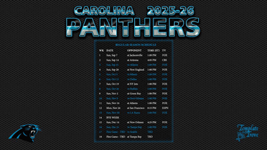 Carolina Panthers 2025-26 Wallpaper Schedule