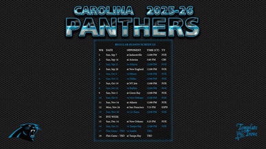 Carolina Panthers 2025-26 Wallpaper Schedule