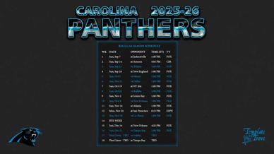 Carolina Panthers 2025-26 Wallpaper Schedule