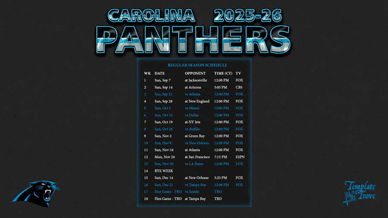 Carolina Panthers 2025-26 Wallpaper Schedule