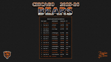 Chicago Bears 2025-26 Wallpaper Schedule