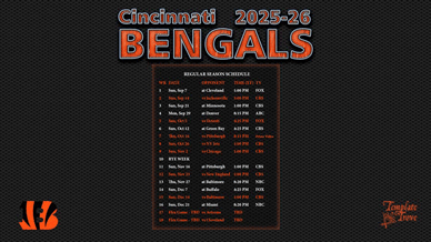 Cincinnati Bengals 2025-26 Wallpaper Schedule