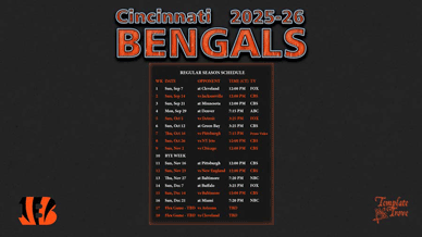 Cincinnati Bengals 2025-26 Wallpaper Schedule