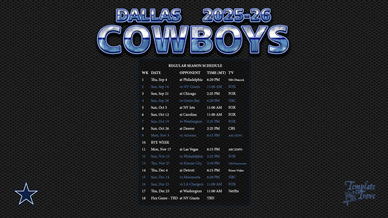 Dallas Cowboys 2025-26 Wallpaper Schedule