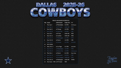 Dallas Cowboys 2025-26 Wallpaper Schedule