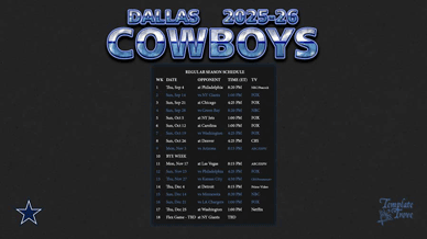 Dallas Cowboys 2025-26 Wallpaper Schedule