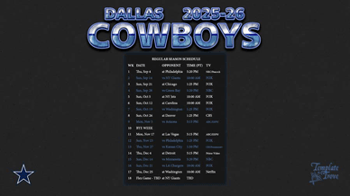 Dallas Cowboys 2025-26 Wallpaper Schedule