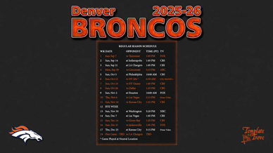 Denver Broncos 2025-26 Wallpaper Schedule