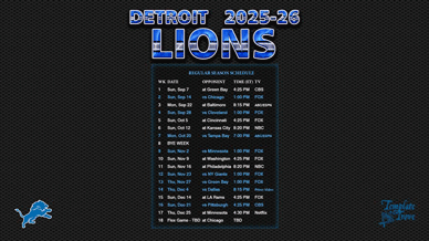 Detroit Lions 2025-26 Wallpaper Schedule