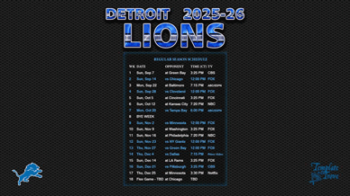 Detroit Lions 2025-26 Wallpaper Schedule