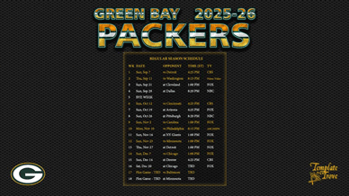 Green Bay Packers 2025-26 Wallpaper Schedule