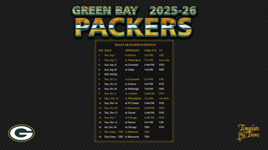 Green Bay Packers 2025-26 Wallpaper Schedule