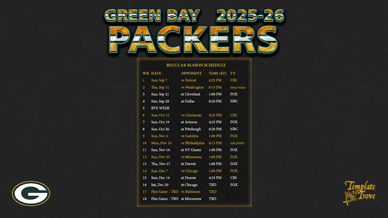 Green Bay Packers 2025-26 Wallpaper Schedule