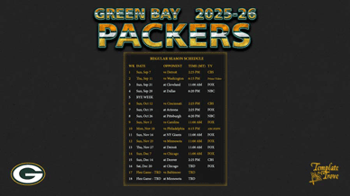 Green Bay Packers 2025-26 Wallpaper Schedule