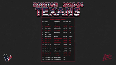 Houston Texans 2025-26 Wallpaper Schedule
