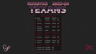 Houston Texans 2025-26 Wallpaper Schedule