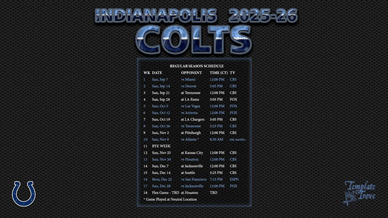 Indianapolis Colts 2025-26 Wallpaper Schedule