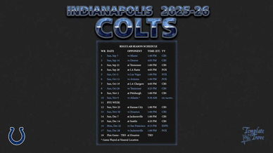 Indianapolis Colts 2025-26 Wallpaper Schedule